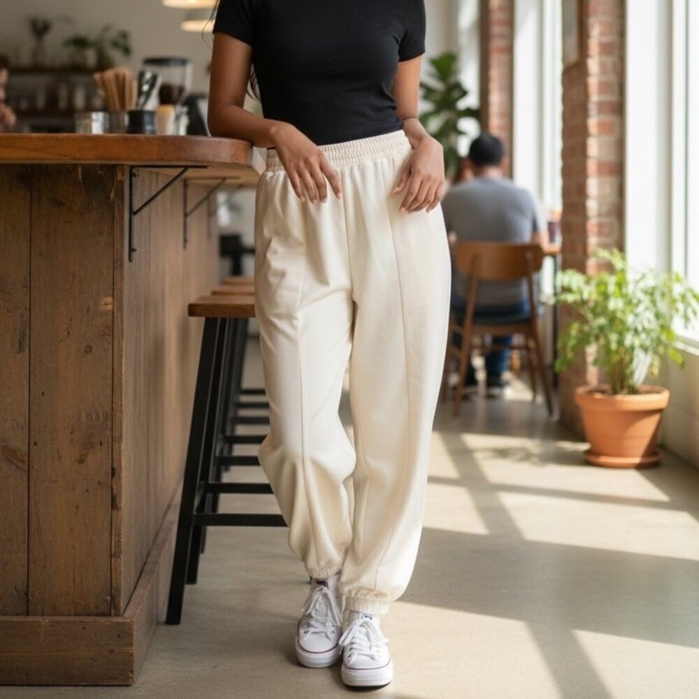 Cider Sporty Sz S Womens White Ultra Stretchy Lightweight Jogger Pants